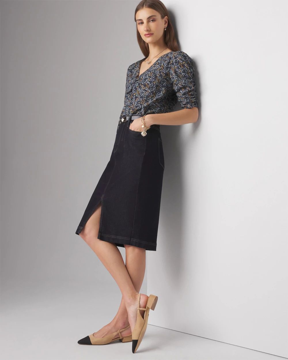 【新品未使用タグ付】highwaist pencil skirt ブラック Asymmetrical Pencil Skirt | White House Black Market